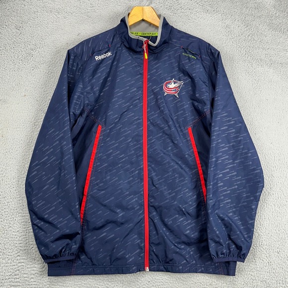 Columbus Blue Jackets Mens Full Zip Jacket Large Blue Hockey Pocket‎ NHL Reebok - Picture 1 of 10